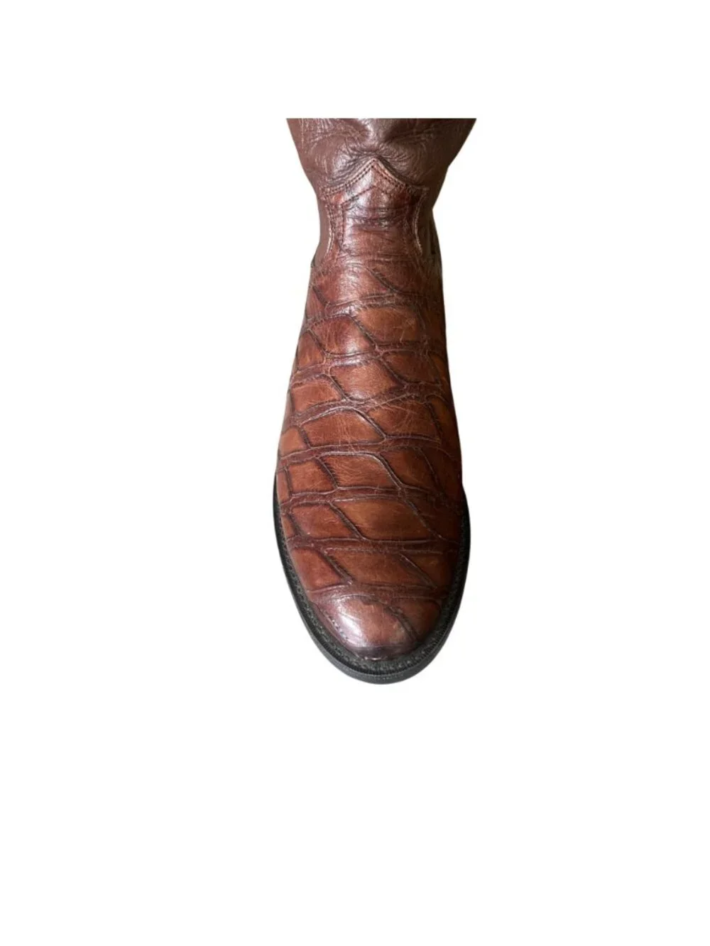 Justin Basics Brown Leather Print Cowboy Boots Mens 11 D